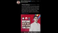 Wajah Kaesang Pangarep, putra Presiden Jokowi, tiba-tiba muncul dalam sebuah poster bertuliskan "Kaesang untuk Wali Kota Depok yang Ceria". (Liputan6.com/ Dok Ist)