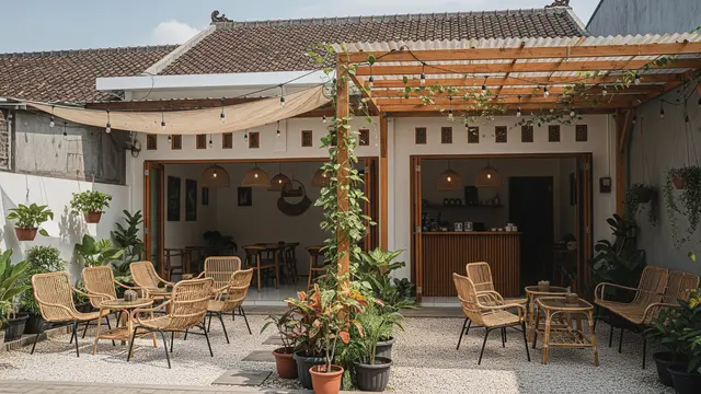 Model Cafe Minimalis Depan Rumah dengan Konsep Sederhana Tapi Bisa Narik Pelanggan Terbuka Halaman Depan
