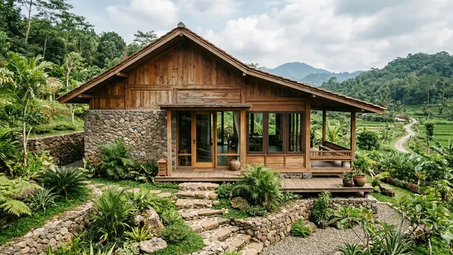Rumah Japandi Tropis di Pedesaan Indonesia (Foto: Gemini AI)