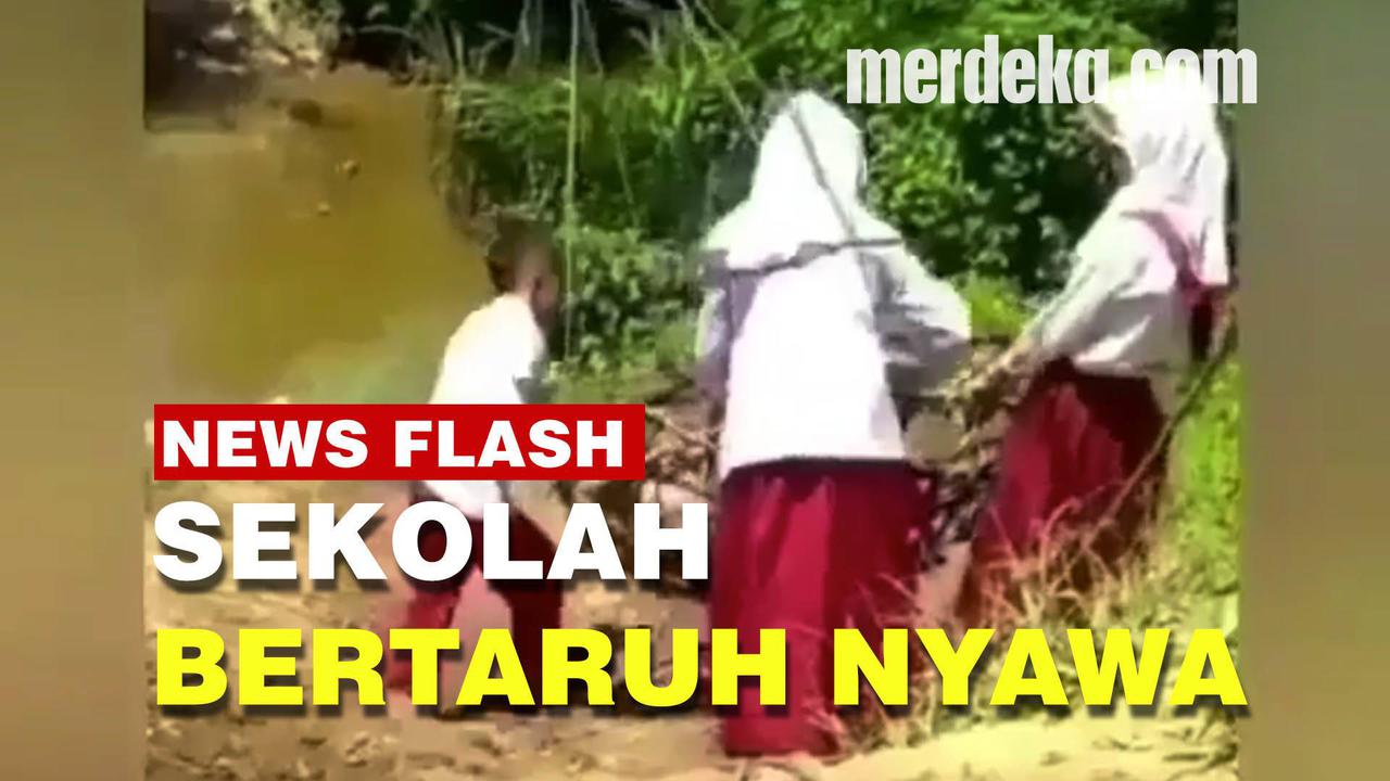 VIDEO: Siswa SD Pakai Keranjang Gantung Lewati Sungai buat Sekolah