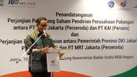 Gubernur DKI Jakarta, Anies Baswedan di Kantor Kementerian BUMN, Jumat (10/1/2020).