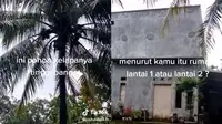 Viral Rumah Satu Lantai Setinggi Pohon Kelapa, Bangunanya Bikin Bingung (Sumber: TikTok/@