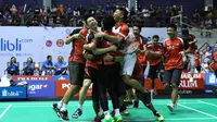 Djarum Kudus menjadi juara Kejurnas PBSI 2016 usai mengalahkan Jaya Raya Jakarta pada laga final di GOR Sritex, Solo, Sabtu (10/12/2016). (Humas PP PBSI)