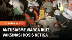 Ratusan warga antusias mengikuti vaksinasi Covid-19 yang digelar Dinas Kesehatan di Lapangan Kajen, Kabupaten Pekalongan, Jawa Tengah. Kegiatan ini hasil kerjasama antara Dinas Kesehatan Kabupaten Pekalongan dan Yayasan Pundi Amal Peduli Kasih (YPP) ...
