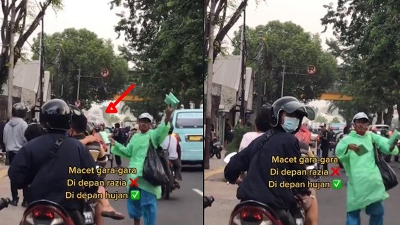 Macet Hindari Hujan, Penjual Mantel Ini Disebut S3 Marketing