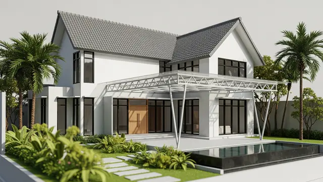 4 Model Rumah Minimalis dengan Atap Kombinasi Pelana dan Kanopi Modern yang Fungsional