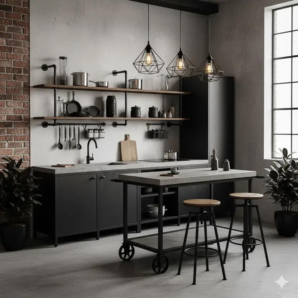 Desain Dapur Industrial Look/Dapur Modern Serba Fungsional di Lahan Sempit (Sumber; gemini.com)