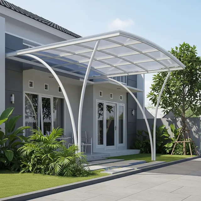 Rangka Kanopi PVC Model Lengkung Ganda (Gemini AI)