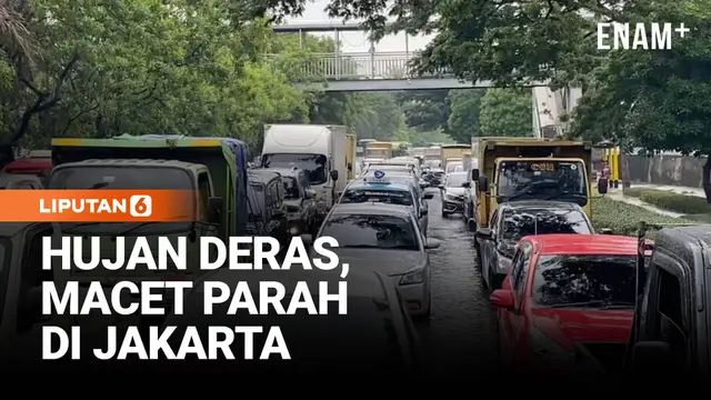Hujan Deras, Jalan Daan Mogot Jakarta Macet Parah Dua Arah