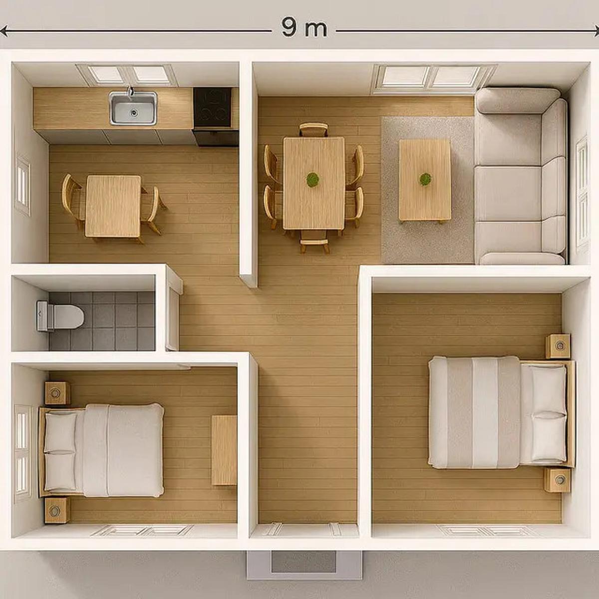 5 Model Rumah Sederhana 9x6 Meter dengan Denah Tata Ruang Minimalis yang Tren di 2025