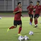 Pemain Timnas Indonesia, Rizky Pora, saat latihan di Stadion Madya, Jakarta, Kamis, (20/2/2020). Para pemain timnas membuka sesi latihan kali ini dengan santai dan ceria. (Bola.com/M Iqbal Ichsan)