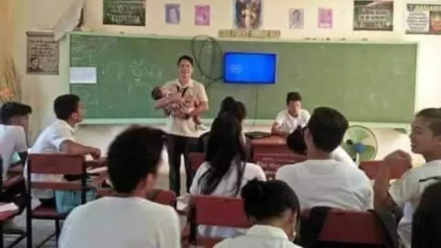 kisah haru guru gendong bayi murid (foto: Facebook/suazoystefanielenin07)