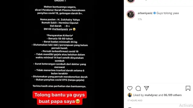 Arbani Yasiz (Foto: Instagram/@arbaniyasiz)