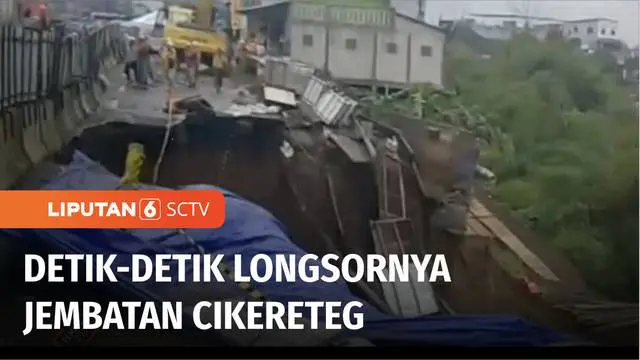 VIDEO: Jembatan Cikereteg Amblas Kembali Akibat Hujan Deras yang Terus Menerus