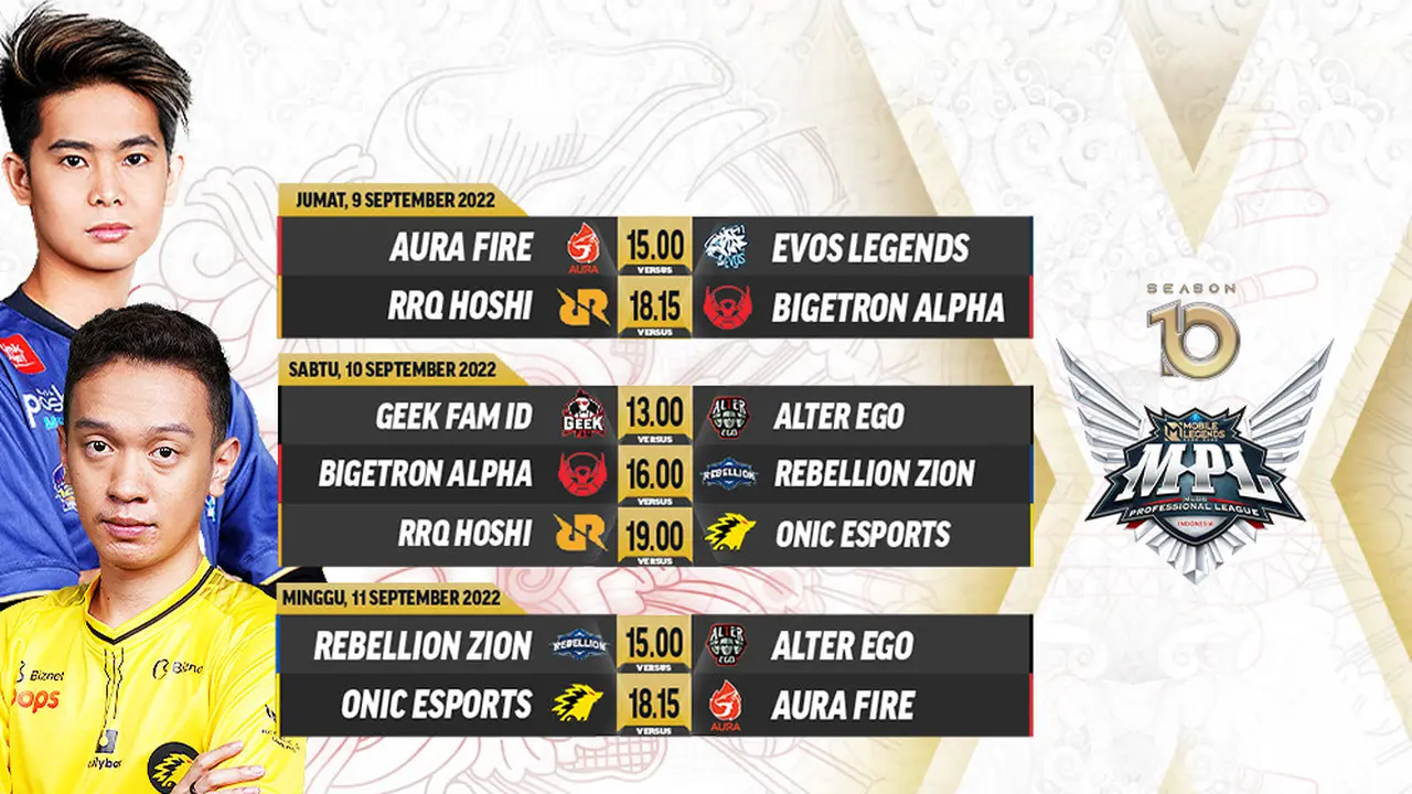 Jadwal dan Live Streaming MPL Indonesia Season 10 di Vidio, 9-11 September 2022