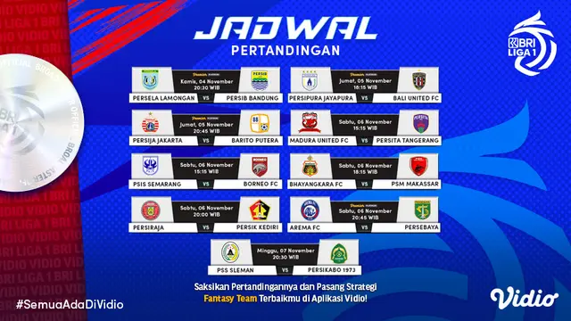 Jadwal lengkap BRI Liga 1 Mulai 4-7 November 2021