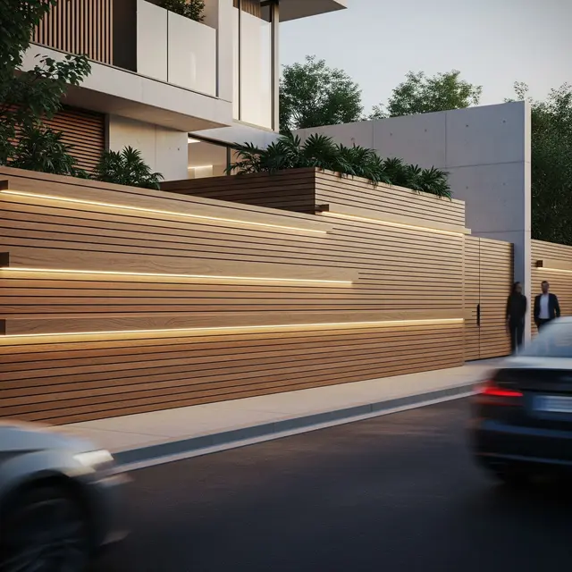Pagar Rumah Modern yang Membuat Teras Tidak Mudah Terlihat dari Jalan (AI Generated)