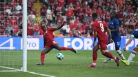 Winger Liverpool, Sadio Mane kala menjebol gawang Chelsea di laga UEFA Super Cup 2019 di Vodafone Arena, Istanbul, Kamis (15/8/2019) dini hari WIB) (Foto: Dok Liverpool)