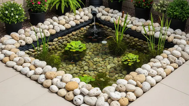 Kolam Sudut dengan Batu Koral