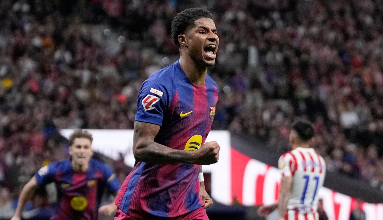 Kemenangan ini membuat mereka semakin kukuh di puncak klasemen Liga Spanyol dengan mengoleksi 76 poin atau terpaut 7 poin dari Real Madrid. (AP Photo/Bernat Armangue)