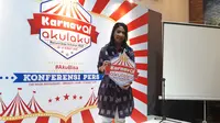 Director Corporate Affairs and Public Relations Akulaku, Anggie Setia Ariningsih, saat jumpa pers di Jakarta, Rabu (13/3/2019). (Liputan6.com/ Agustin S. Wardani)