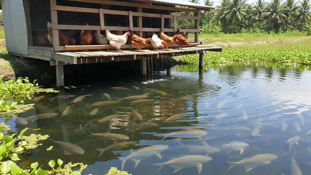 Kolam di bawah kandang ayam (Image by Gemini AI)