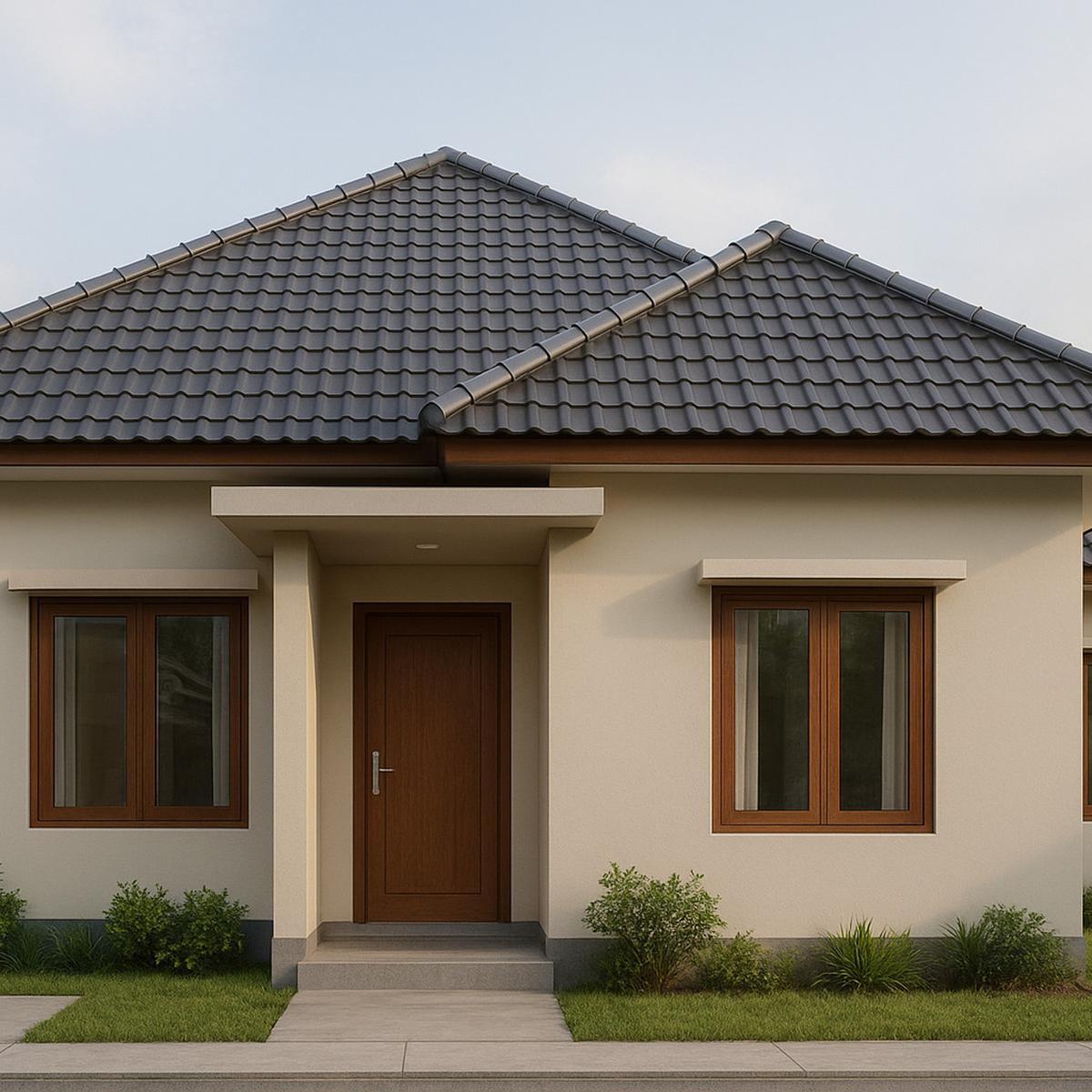Rumah 6x9 Sederhana-Modern Dimensi Atap Pelana Memanjang dengan Limas