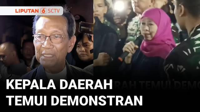 Di tengah gejolak aksi massa di berbagai daerah, para pemimpin daerah berupaya menenangkan warganya. Di Jawa Timur, Gubernur Khofifah Indar Parawansa menemui massa yang mengepung Gedung Negara Grahadi.