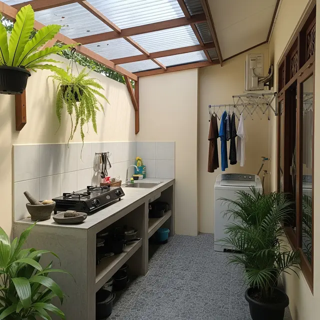 Model Dapur dan Jemuran Kecil Samping Rumah