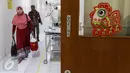 Pengunjung melintas di pintu bergambar Tahun Ayam Api di Rumah Sakit Siloam Kebon Jeruk, Jakarta (28/1). (Liputan6.com/Fery Pradolo)