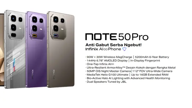 Tiga Varian Warna Infinix Note 50 Pro