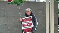 Rachel Vennya hadir di Aksi Bela Palestina di Monas, Jakarta Pusat. [Foto: Instagram/rachelvennya]