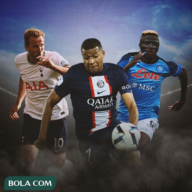 Ilustrasi - Harry Kane, Kylian Mbappe, Victor Osimhen