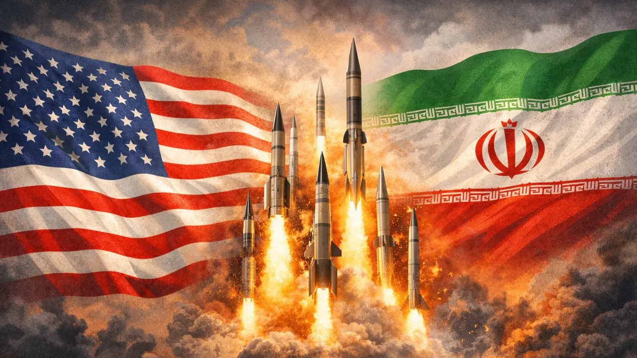 Ilustrasi permusuhan Amerika Serikat dan Iran.