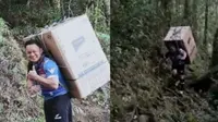 Kisah Haru Guru Gendong Kulkas Jalan Kaki 8 Jam untuk Muridnya di Pedalaman