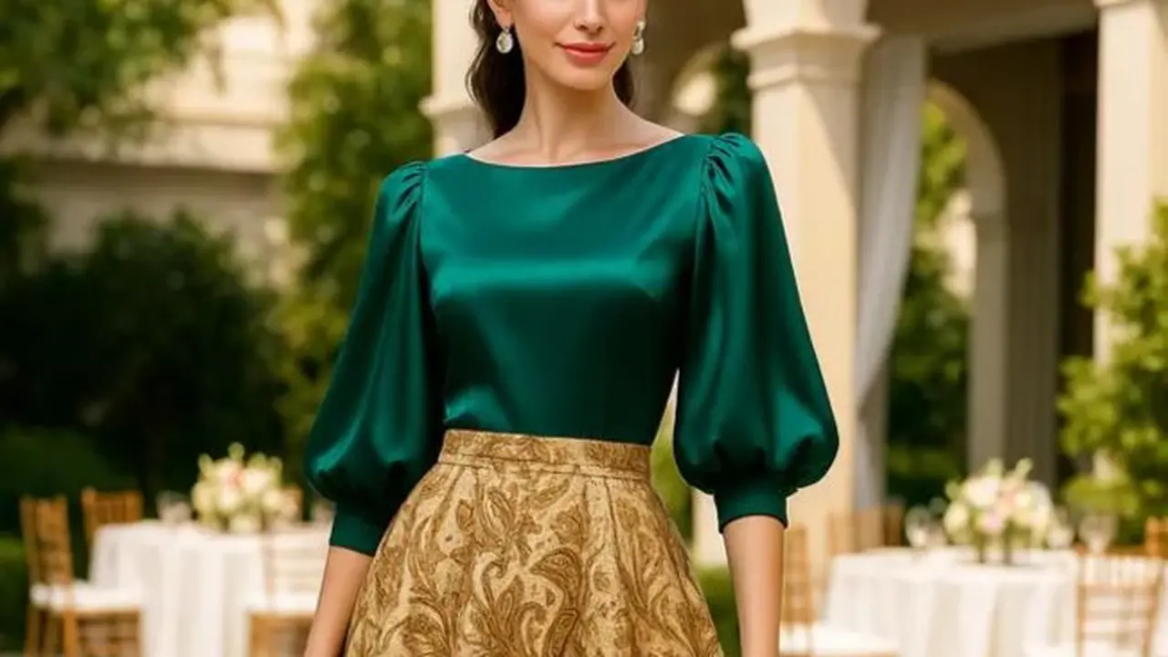 Model Baju Pesta Rok Batik A-Line