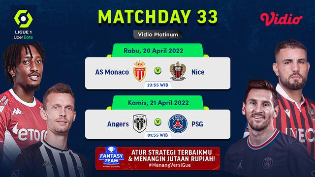 Link Live Streaming Liga Prancis 2021/2022 Matchday 33 di Vidio, 20&21 April 2022