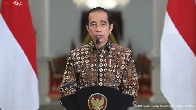 Presiden Joko Widodo (Jokowi) dalam konferensi pers Perkembangan PPKM, Senin (30/8/2021).