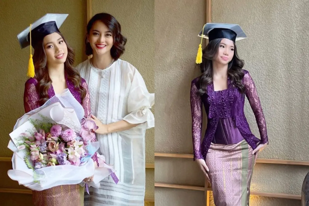 Pesona Jasmine Abeng, Putri Sulung Ririn Ekawati Berbalut Kebaya dan Kain Bugis Saat Wisuda SMA