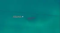 Penampakan kapal karam melalui Google Earth. (Sumber Google Earth via Brilio.net)