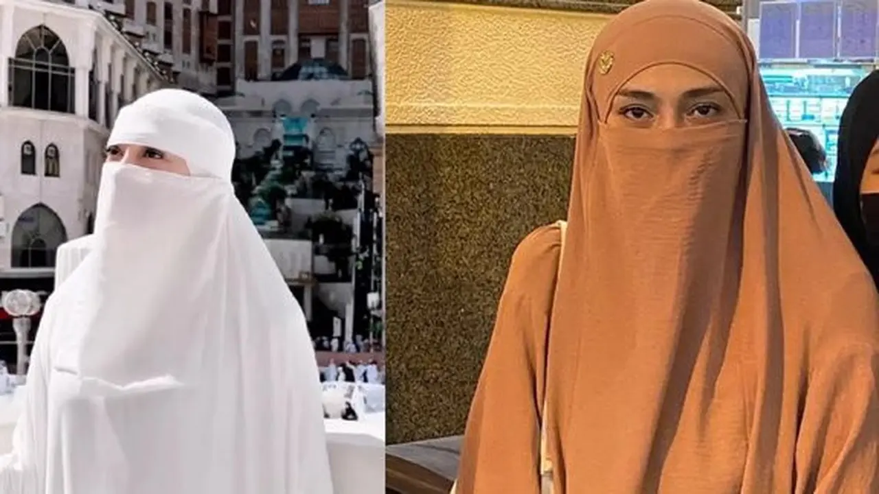 Celine Evangelista Tampil Bercadar saat Umrah (credit: instagram/celine_evangelista/boyhamzah)