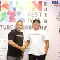 Direktur Balkonjazz Festival, Bakkar Wibowo bersama Direktur PT MCN Jatmika Budi Santoso saat jumpa pers Balkonjazz Festival 2019 di Kementrian BUMN.