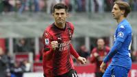 Winger AC Milan, Christian Pulisic, berhasil mencetak gol tunggal kemenangan timnya atas Empoli pada laga pekan ke-28 Serie A di San Siro, Minggu (10/3/2024) malam WIB.&nbsp;(AP Photo/Luca Bruno)