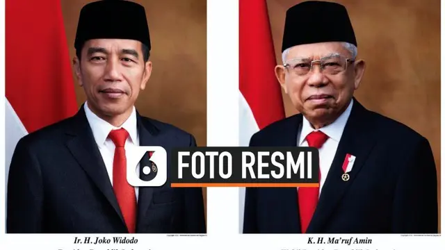 Kementerian Sekretariat Negara menerbitkan foto resmi Presiden dan Wakil Presiden Republik Indonesia periode 2019-2024, Joko Widodo atau Jokowi dan Ma'ruf Amin.