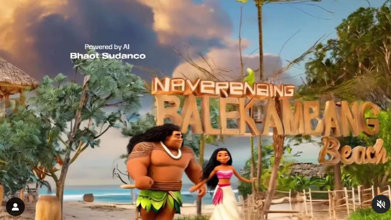 Konten Kreator Ini Ubah Scene Film Moana Jadi Lokal dengan Pesona Pantai Malang Selatan
