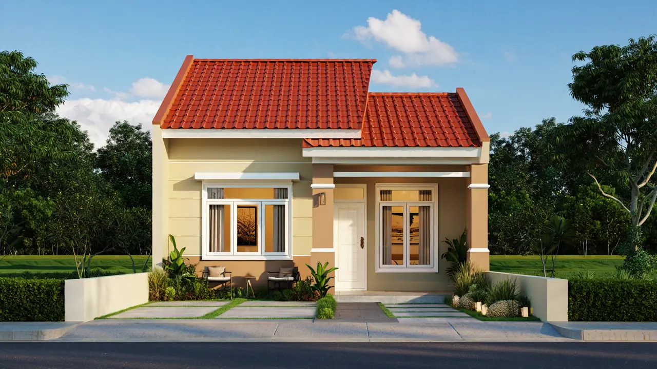 Model Desain Rumah Tipe 21 dengan 1 Kamar Tidur/Ilustrasi gambar oleh AI