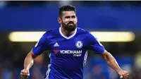 Selebrasi Diego Costa seusai mencetak gol ke gawang Hull City. (AFP)