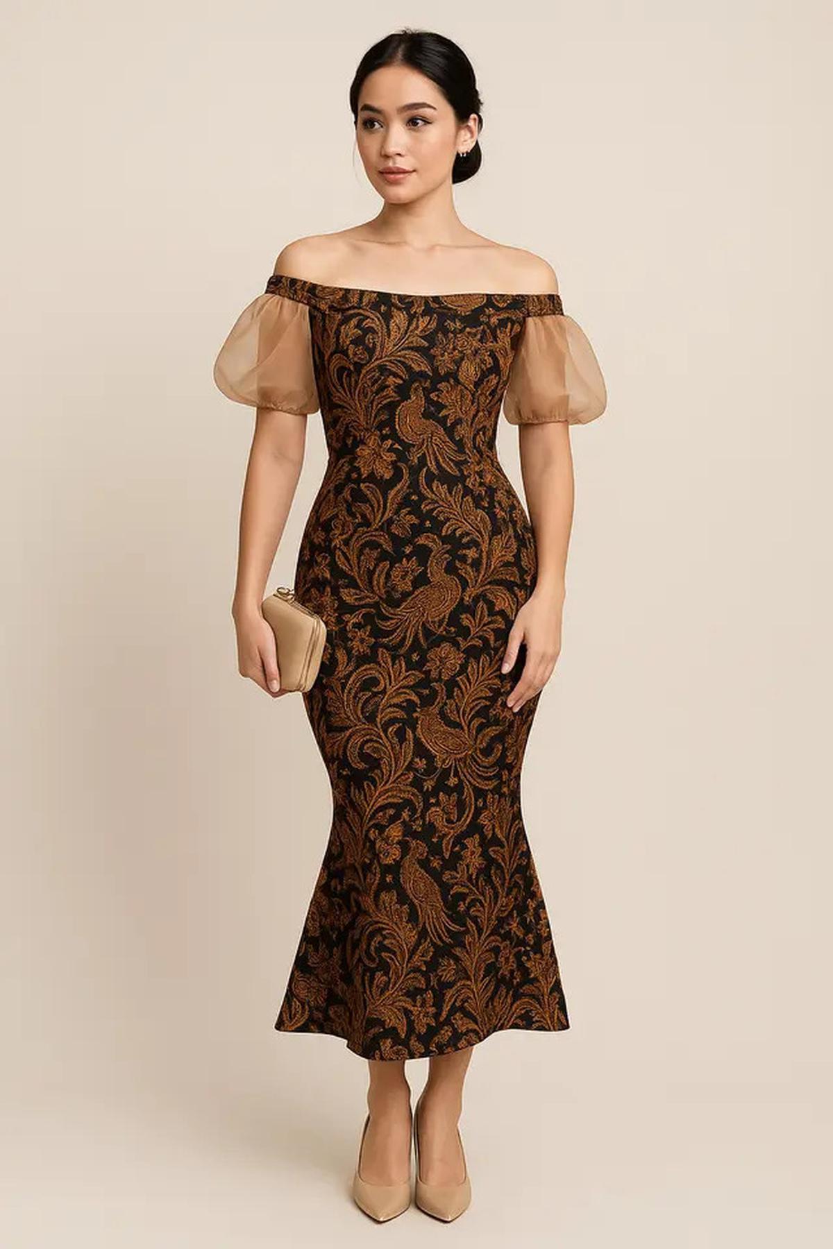 7 Model Dress Batik Kombinasi Lengan Organza, Klasik dengan Sentuhan Modern