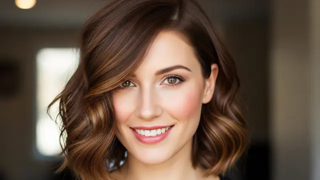 Gambar wanita berambut Asymmetric Wavy Bob