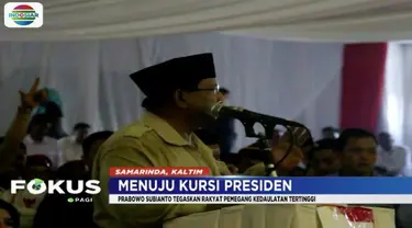 Dalam orasi politiknya, Prabowo memaparkan kedaulatan tertinggi ada di tangan rakyat.